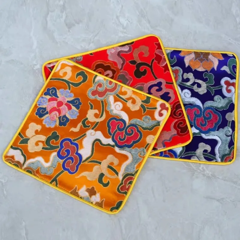 40X30CM Tibetan Buddha Fabric Art Ethnic Style Table Mat Home Buddhist Hall Water Supply Cup Pad Decoration Religious Supplies