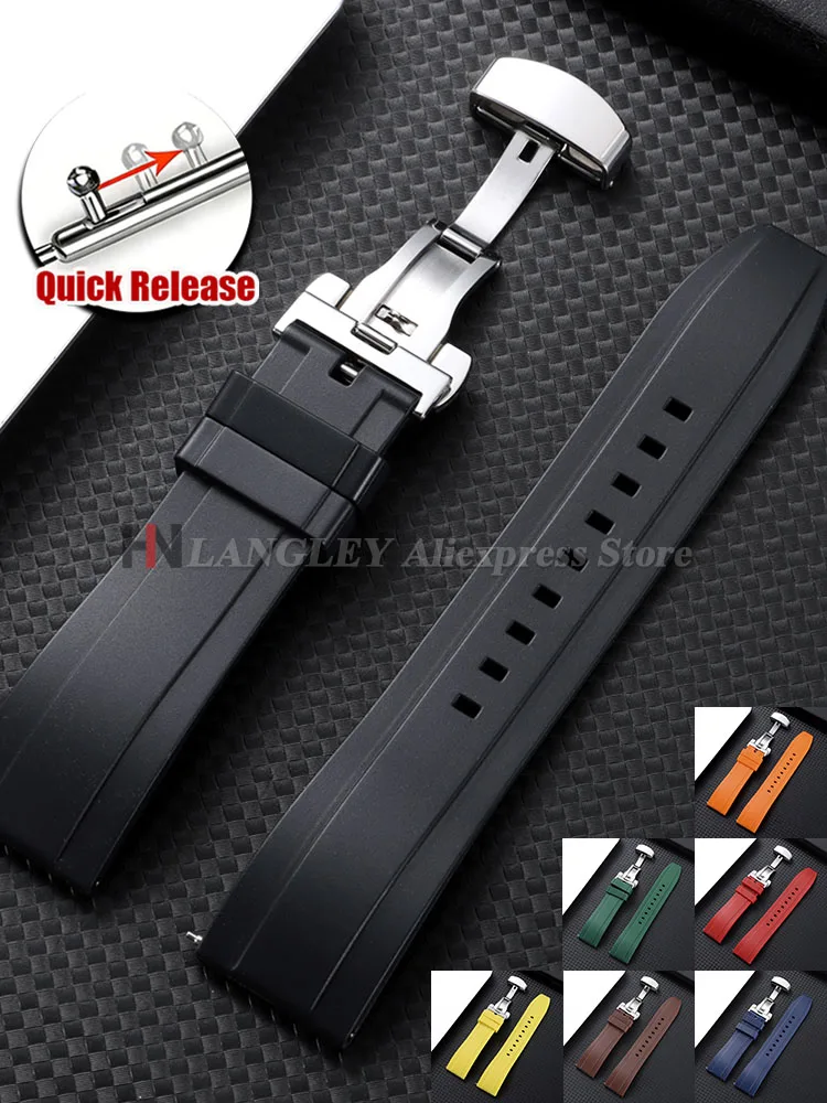 Schnellverschluss-Gummi-Uhrenarmband für Omega Ersatzarmband für Tissot für Citizen für Seiko 18mm 20mm 22mm 24mm Silikonbänder