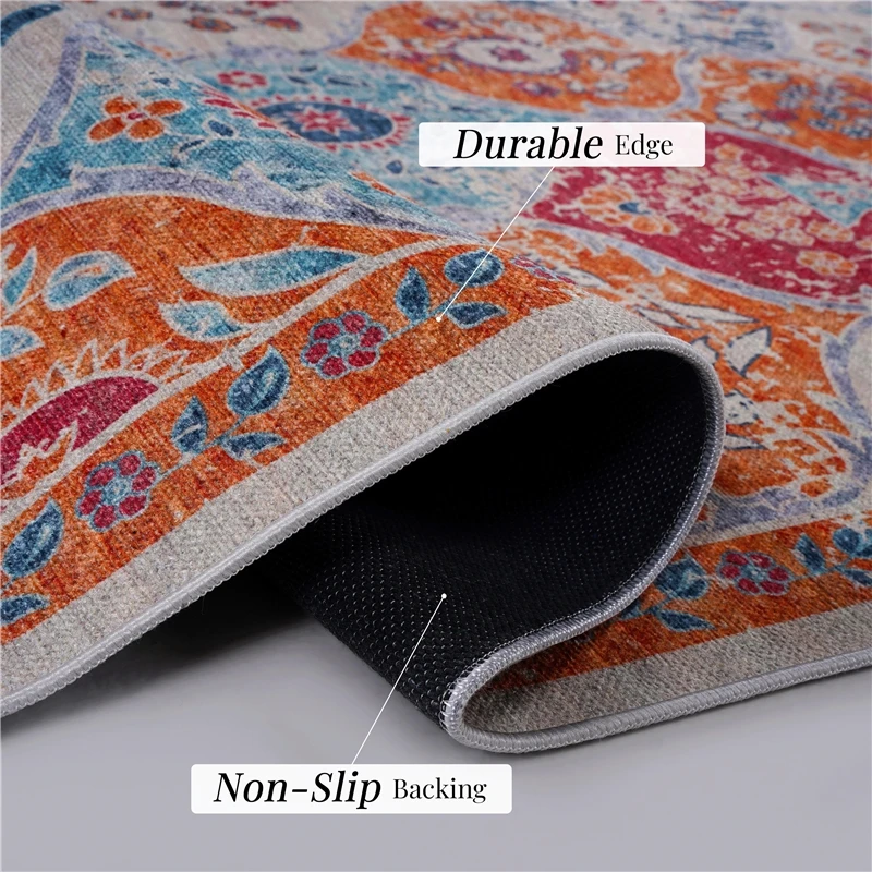 Area Rug 5x8, Washable Rug, Low-Pile, Non-Slip, Non-Shedding, Foldable, Kid & Pet Friendly - Area Rugs for Living Room, Bedroom