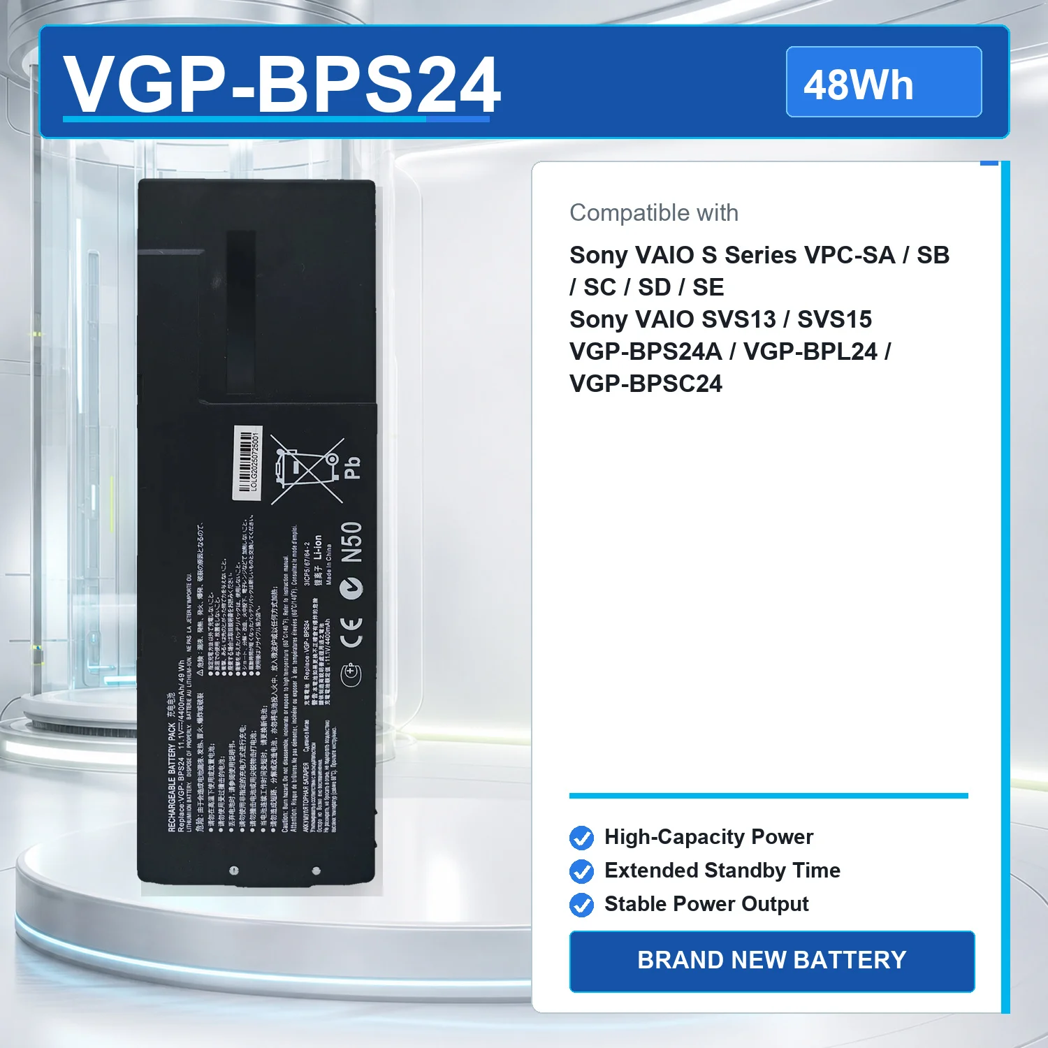 VGP-BPS24 11.1V 48Wh 4400mAh Laptop Battery For Sony VAIO VPC-SA VPC-SB VPC-SC VPC-SD VPC-SE SVS13 BPS24A BPL24 BPSC24