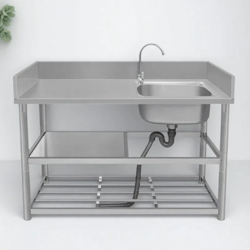 Stainless Steel Integrated Sink Countertop Bracket Platform Commercial Kitchen Wash Basin Kitchen Sink Kitchen Washbasin