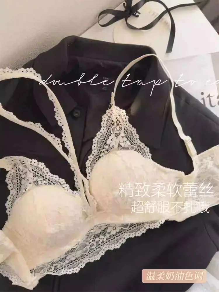 YUQI Longxin 2.0 Push-Up-BH – Enhancer für kleine Brüste |   Drahtlose französische Spitzen-Dessous mit Neckholder, sexy Komfort, reines Verlangen