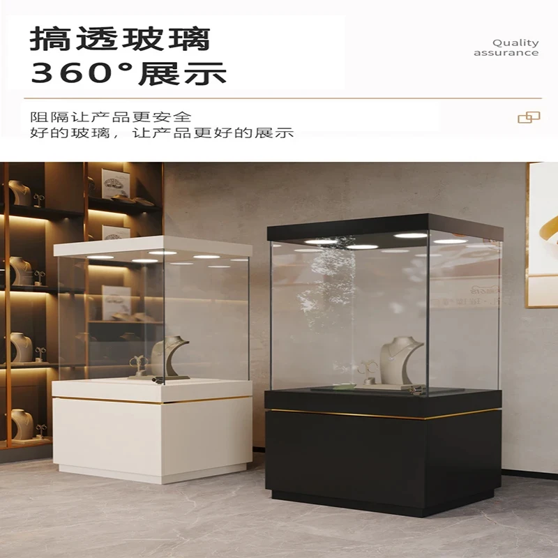 custom.Luxury Jewelry Display with Tempered Glass and Metal Construction LED Lighting Customizable Color & Size Multi-Use