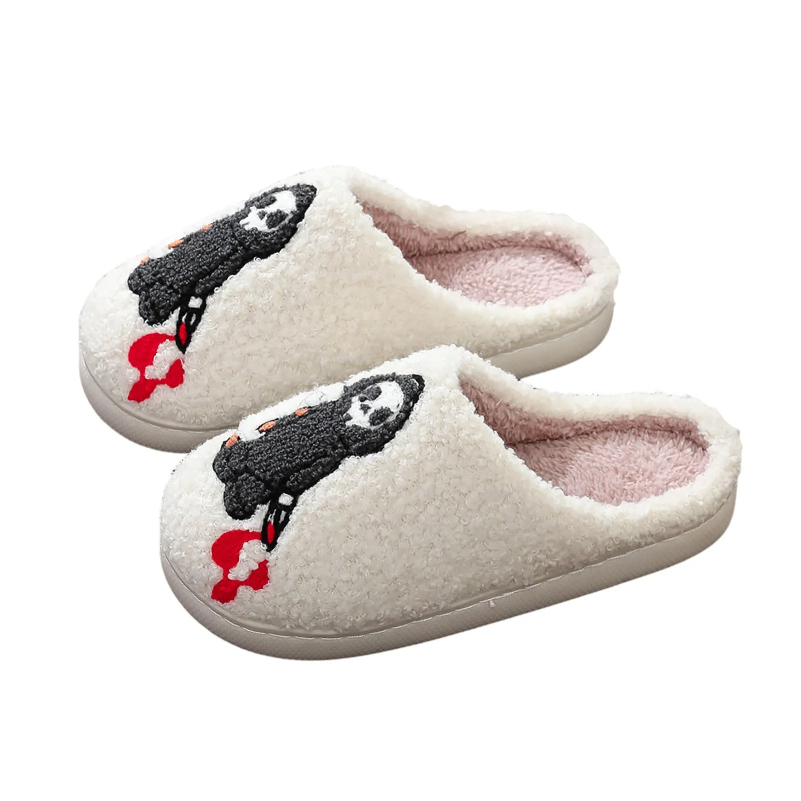 Halloween Ghost Cotton Slippers Home Flat Indoor Scream Slipper Non-slip Thickened Shoes Women Skull Slippers Halloween Gift