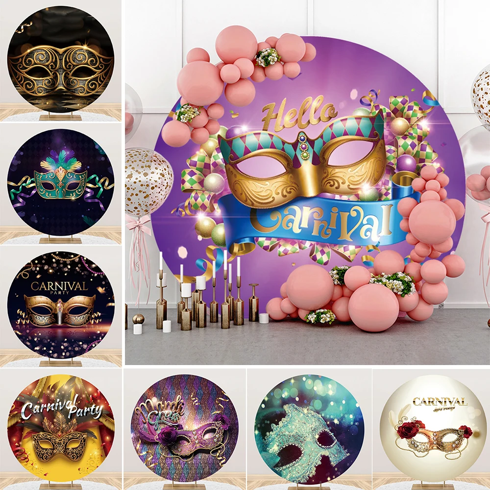 Fantasia máscara carnaval festa fundo fita mística carnaval decoração retrato fotografia círculo backdrops photocall