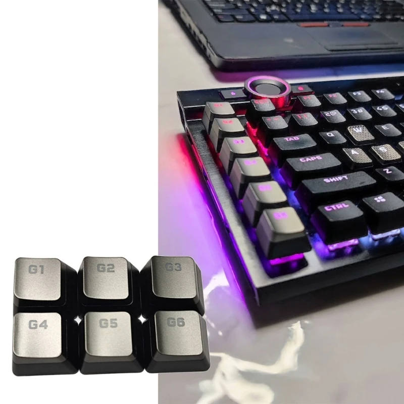 6PCS G1G2G3G4G5G6 Macro Keycap ABS Backlit Macro Key Caps for CorsairK95 K100 RGB Gaming Keyboards Best for Gamers Dropshipping