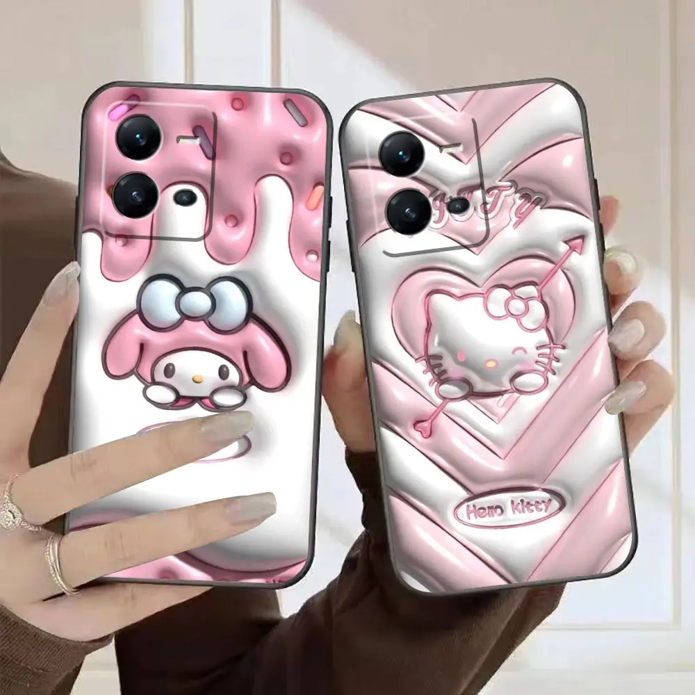 

Anime Hello K-kitty K-Kuromi Phone Funda Case For VIVO X90 X80 X70 X60 X50 X30 X23 V29 V27 V25 V23 V23E V21 V21E V20 Case Shell