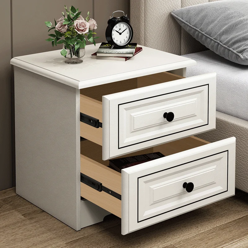 

Solid wood light luxury bedside table simple modern white Nordic bedside small cabinet e****mical bedroom storage cabinet comple