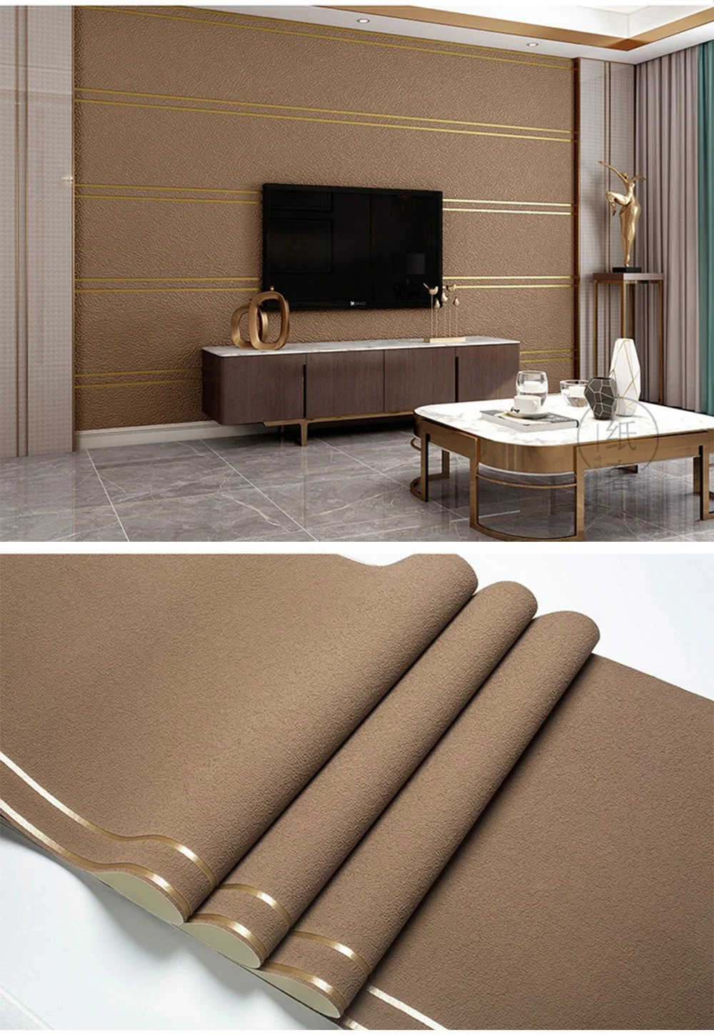 Nordic Nachahmung Hirsch Haut Samt Doppel Streifen Tapeten Schlafzimmer Wohnzimmer Vlies Stoff Hause Dekoration Tapete – Detail 19