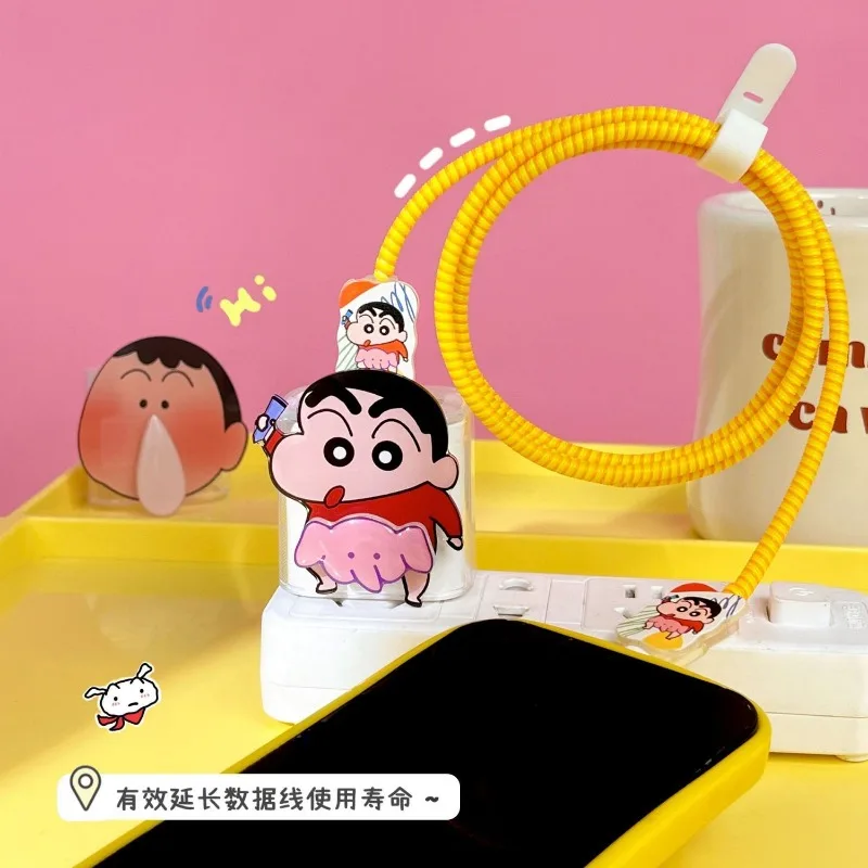 Custodia Crayon Shin-chan per Apple 18w/20w custodia per caricabatterie protezione per cavo per Iphone 15 14 13 custodia per morso della testa del