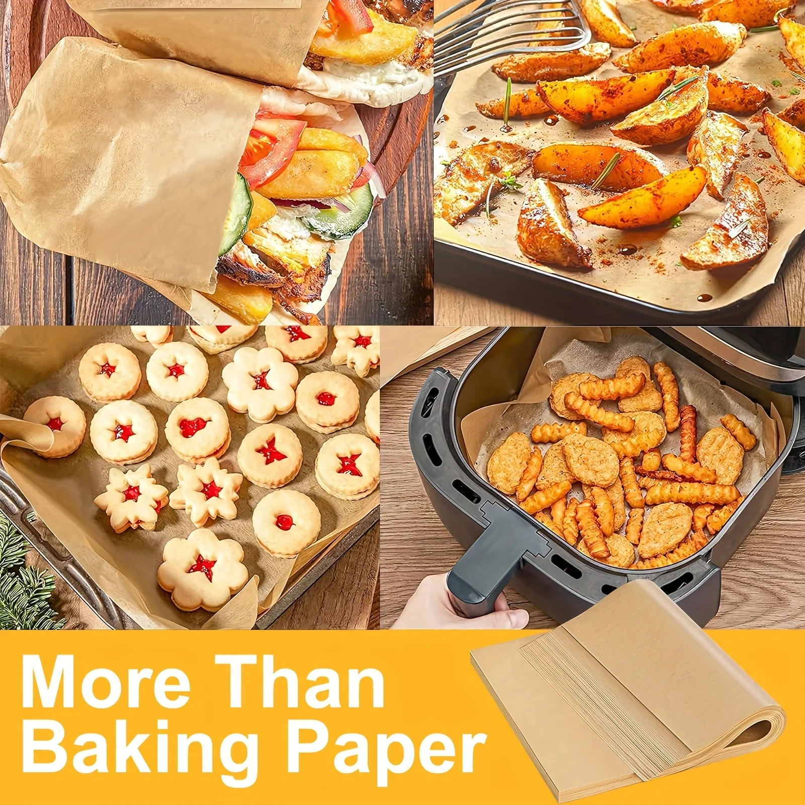 5M /10M Parchment Paper Baking Sheets Non-Stick Cutable Baking Liners for Oven Air Fryer Grilling Mat Steaming Bread Cookies view 6