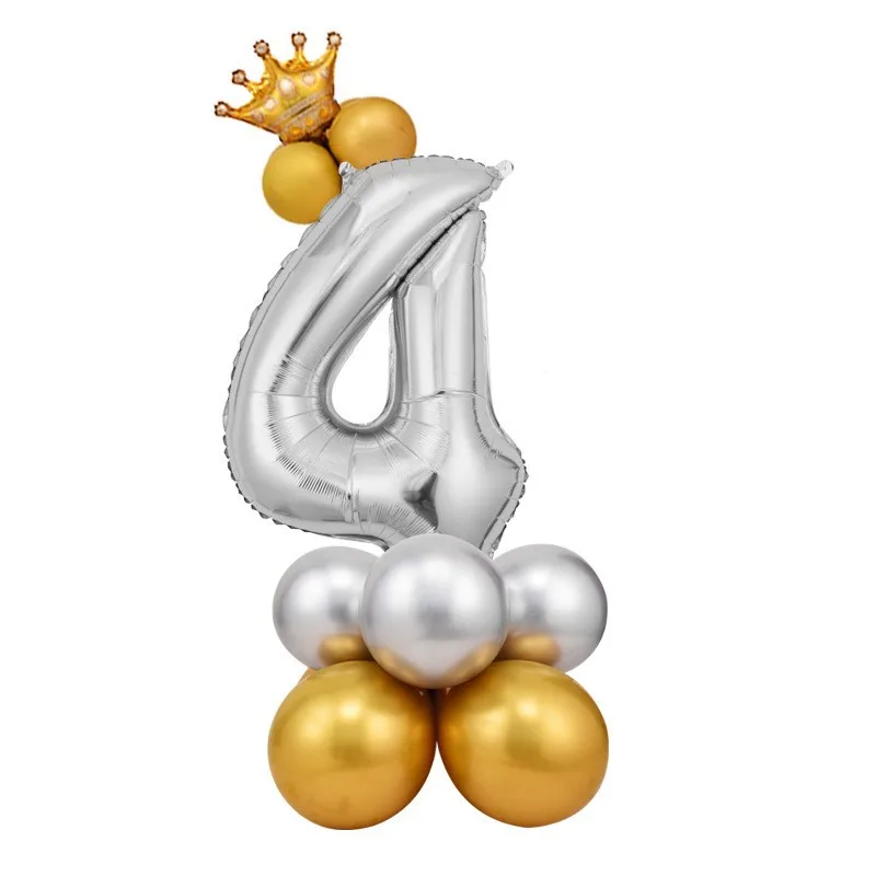 Disney Children's Birthday Party Crown Digital Pillar Aluminum Balloon Set