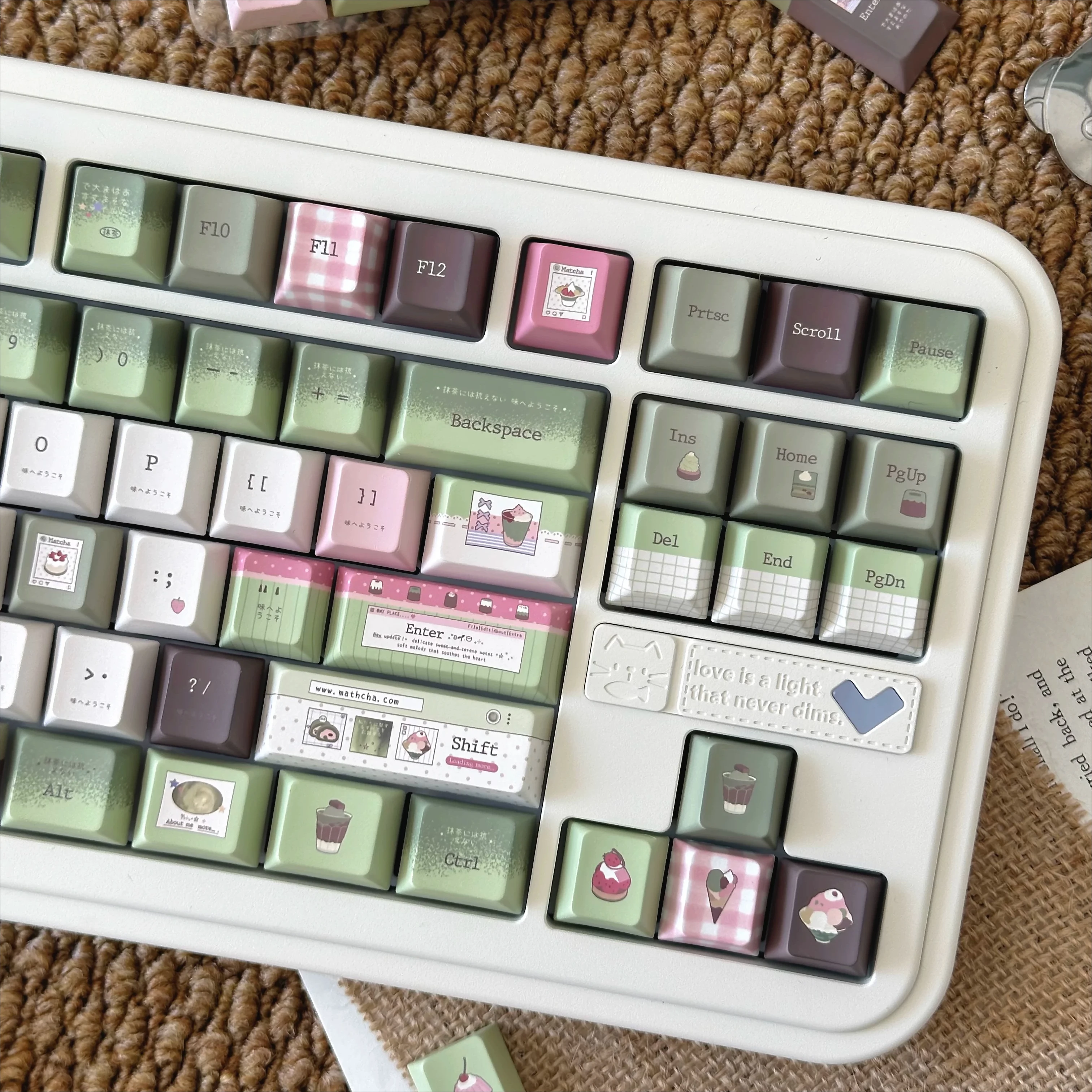 MAIMOOO Matcha Tower Keycaps PBT CHERRY Green DIY Personalized Keyboard Keycaps Female Keycap Gift