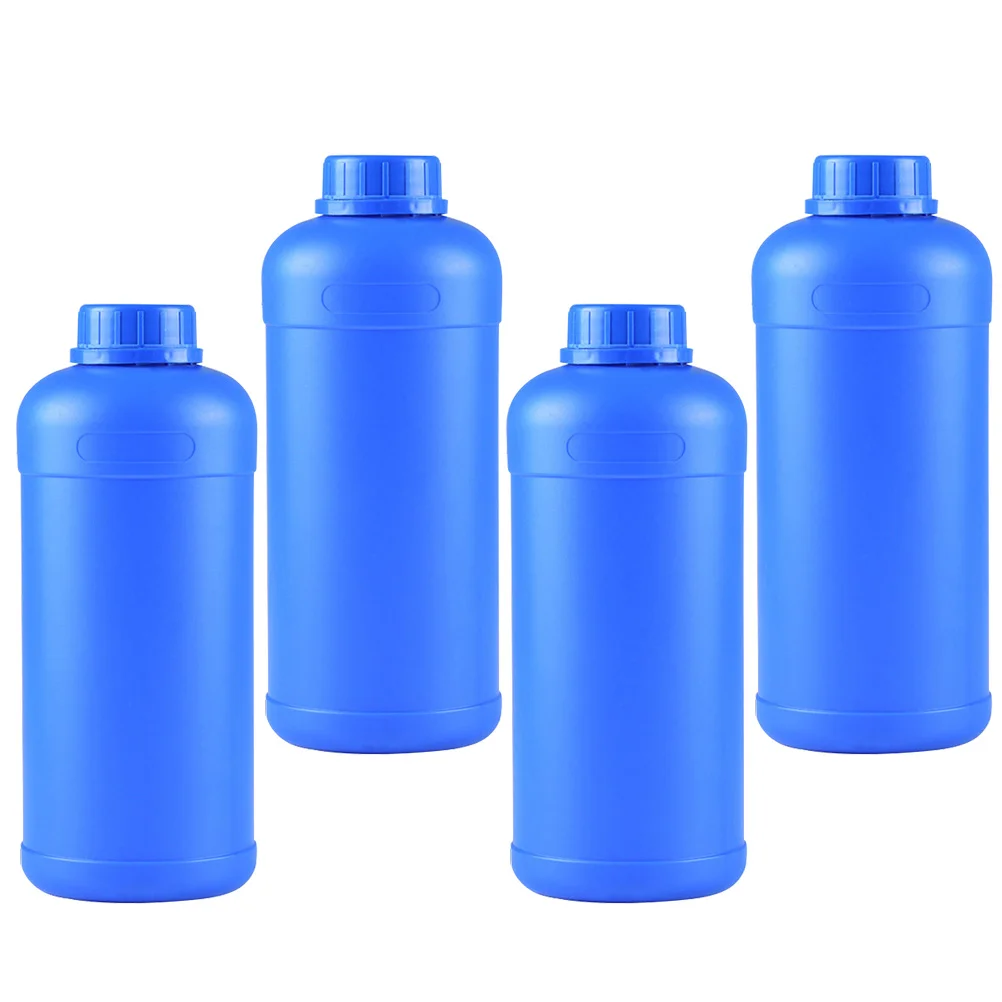 4pcs 1L Widemouthed Chemical Bottles Plastic Container Sealed Sample Bottle (Blue) Sealed Chemical Bottle