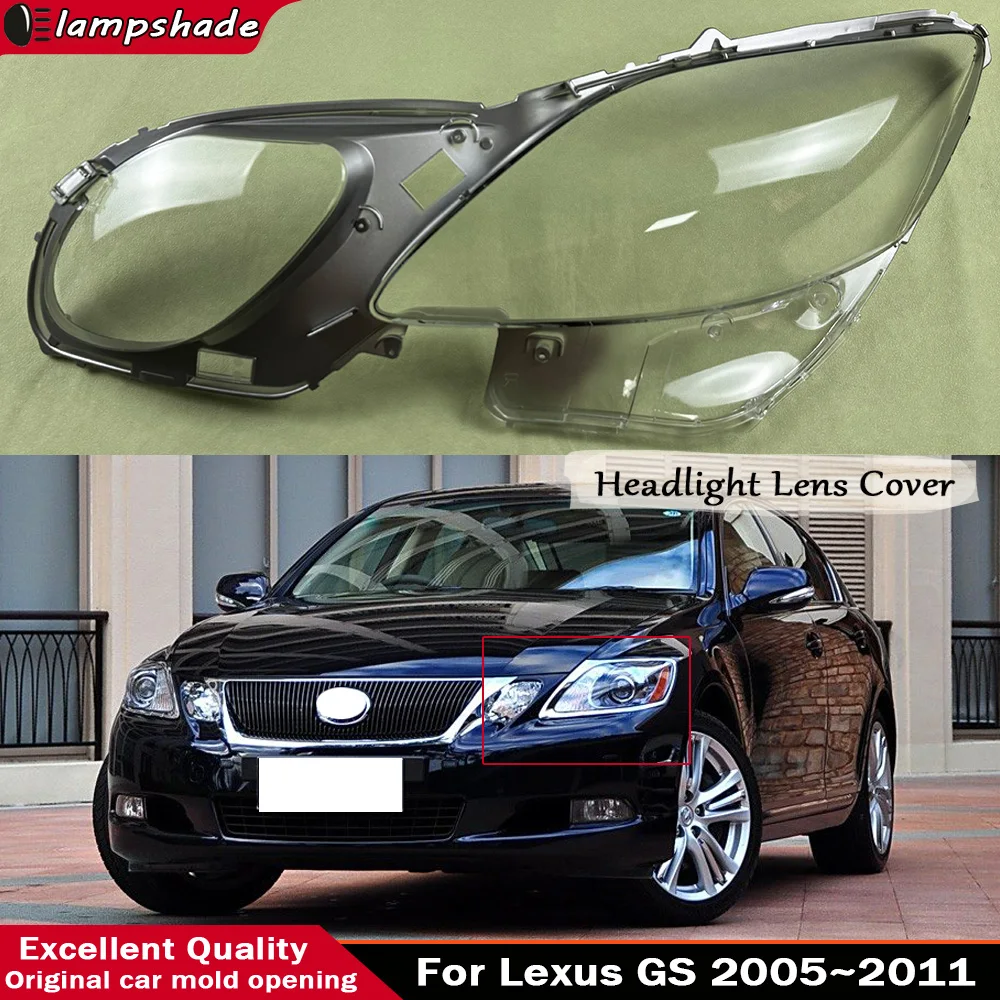 For Lexus GS300 GS430 GS450h GS460 Headlight Shade Transparent Lampshade Headlamp Cover Lamp Shell Headlights Lens 2005~2011