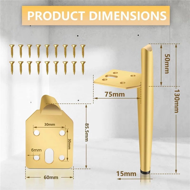 ABRB-4 Piece Furniture Feet Height 19.5 Cm Furniture Legs Sofa Foot Cabinet Feet Gold