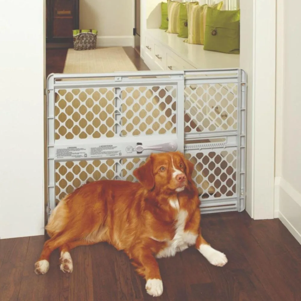 

MYPET Universal Pet Gate: 26” - 42” Wide Dog Gate. Use as Pressure Mounted Gate or Swinging Door with Included Hardware.