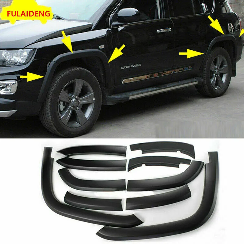 

Automotive Front & Rear Wheels Fender Flares Cover Protector Molding Fits for Jeep Compass 2011-2018 ,Black (10Pcs/Set)