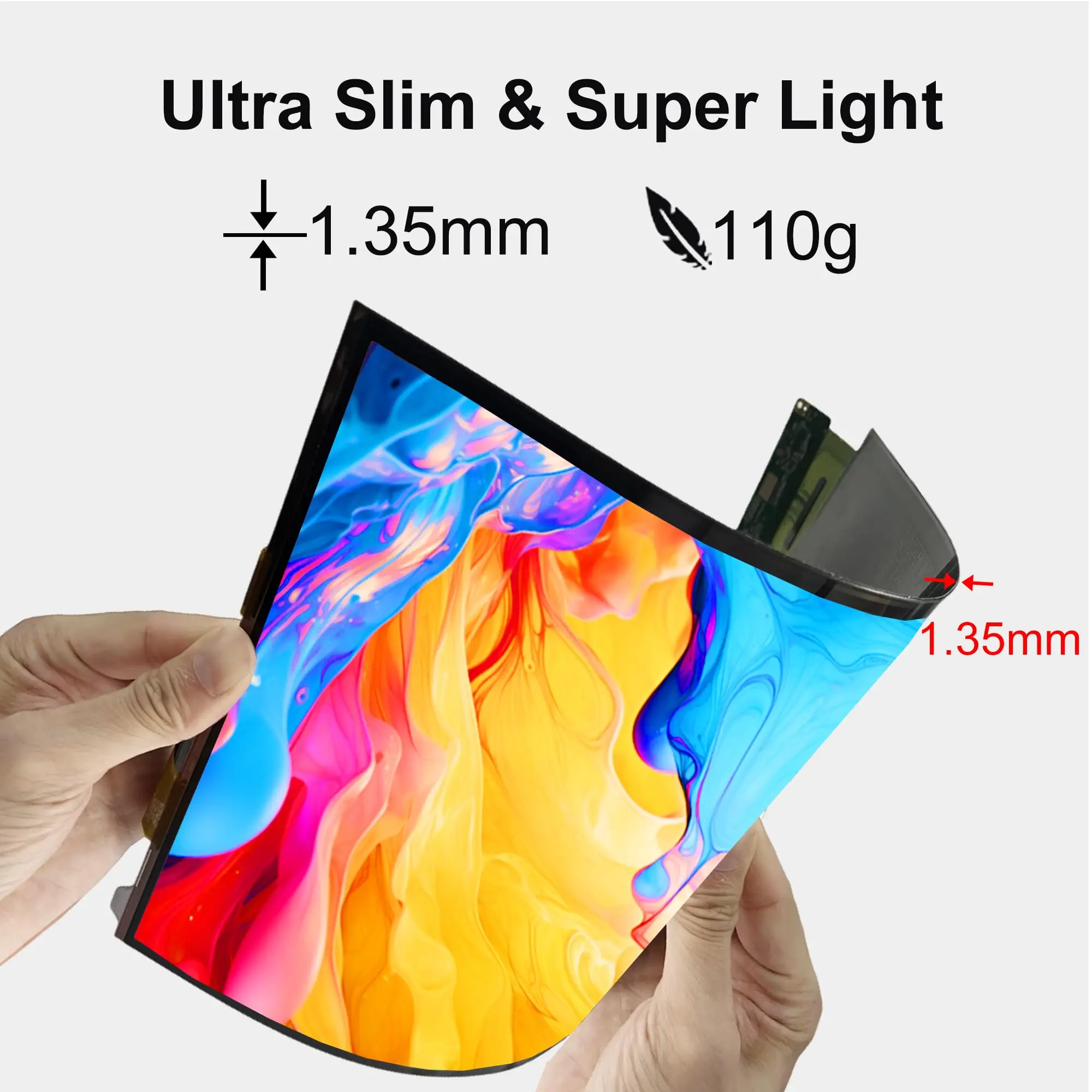 13.3 Inch Touch Flexible AMOLED 1536*2048 2K Display QHD Soft 1000000:1 Driver Board 60HZ for PC Phone Laptop