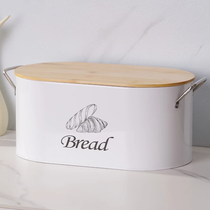 1pc Modern Bread Box With Bamboo Cutting Board Lid, Bread Bin, Kitchen Reusable Bread Storage Container, Kitchen Storage Supplie