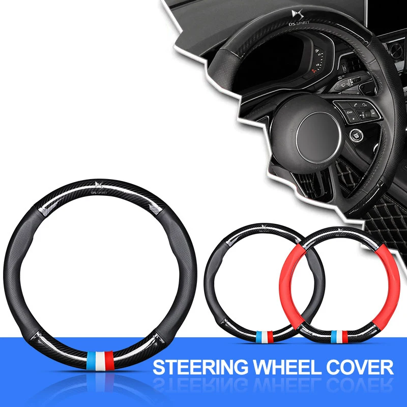 

Carbon fiber Cow Leather Car Steering Wheel Cover Anti-slip Car Accessories For DS SPIRIT DS3 DS4 DS4S DS6 DS7 DS5LS Deesse