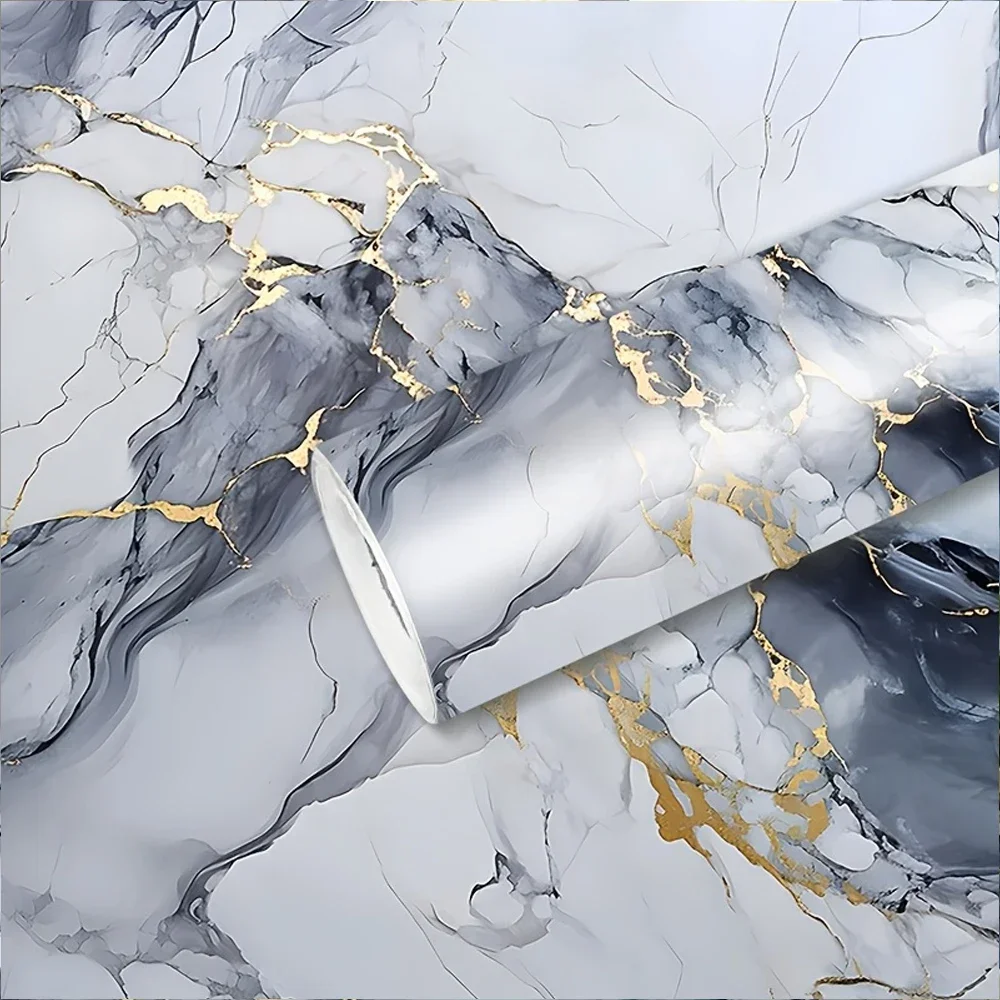 

Marble-Patterned Wall Sticker 40cm Wide Waterproof Stain-Resistant And Oil-Resistant PVC Self-Adhesive Wallpaper For Kitchens.
