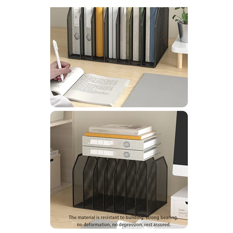 Top-Per scrivania Portadocumenti verticale per ufficio Organizzatore di cartelle di file in metallo a 7 sezioni Selezionatore di documenti in rete per libri, raccoglitore