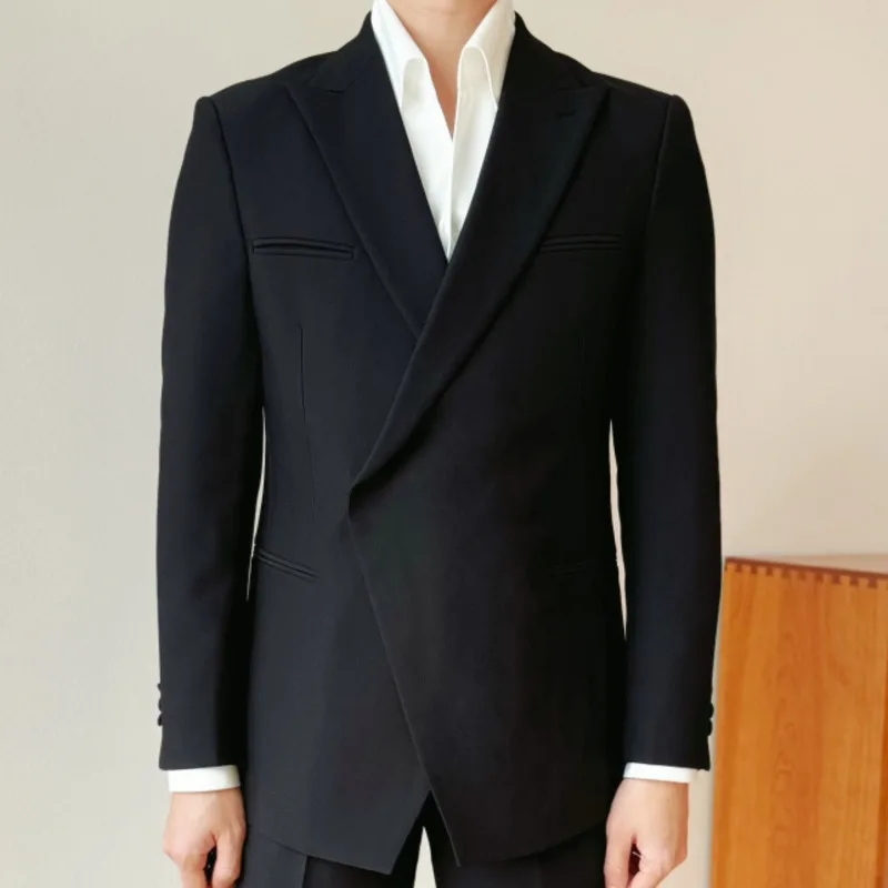 High Quality Single Button Suit Men's Blazers Jacket Casual Slim Men Trendy Suit Business Dress Coat Wedding Party Blazers