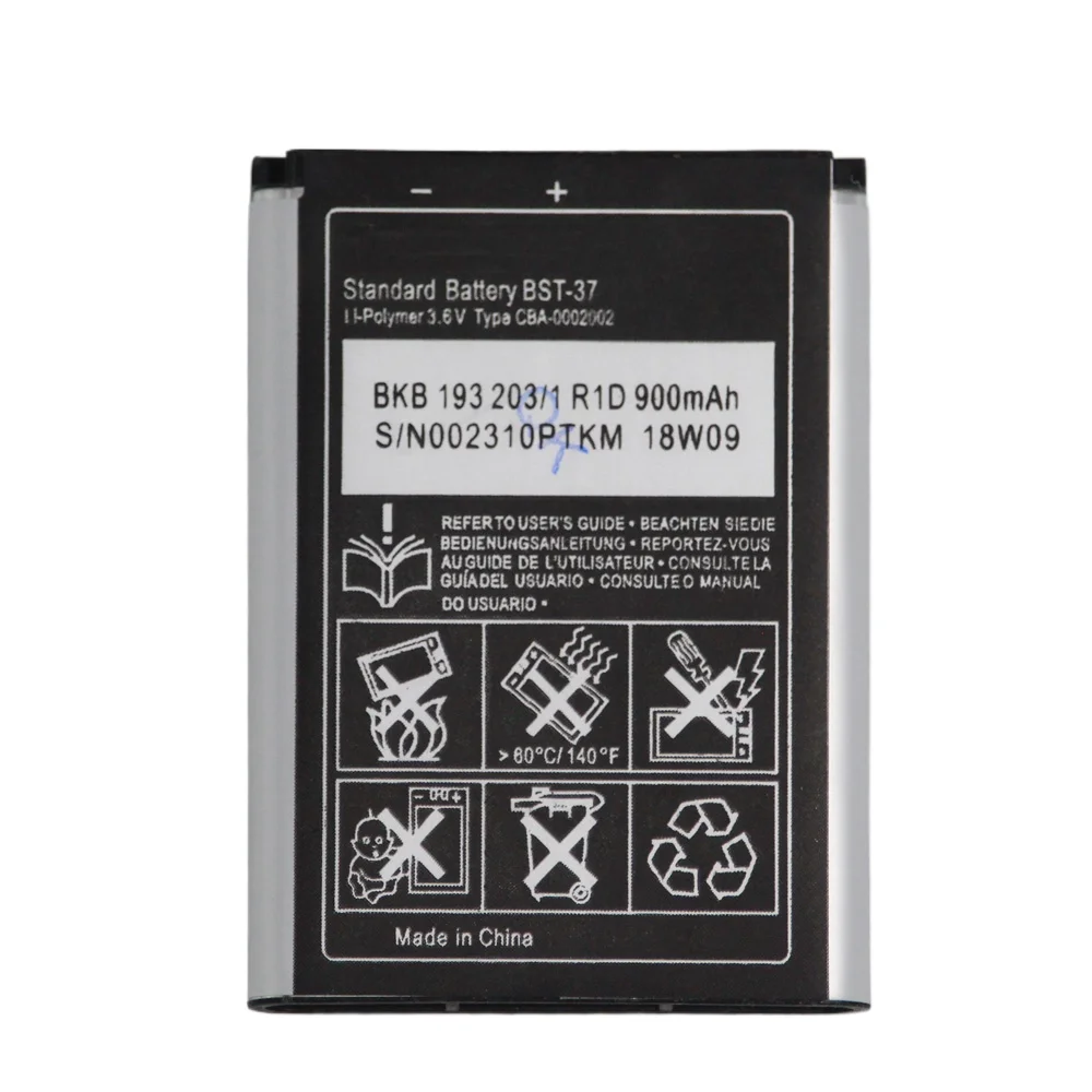 900mAh BST37 BST 37 BST-37 Rechargeable Battery for Sony Ericsson J100i K200i K750 D750i T280i V600 K610i W700 Mobile Batteries