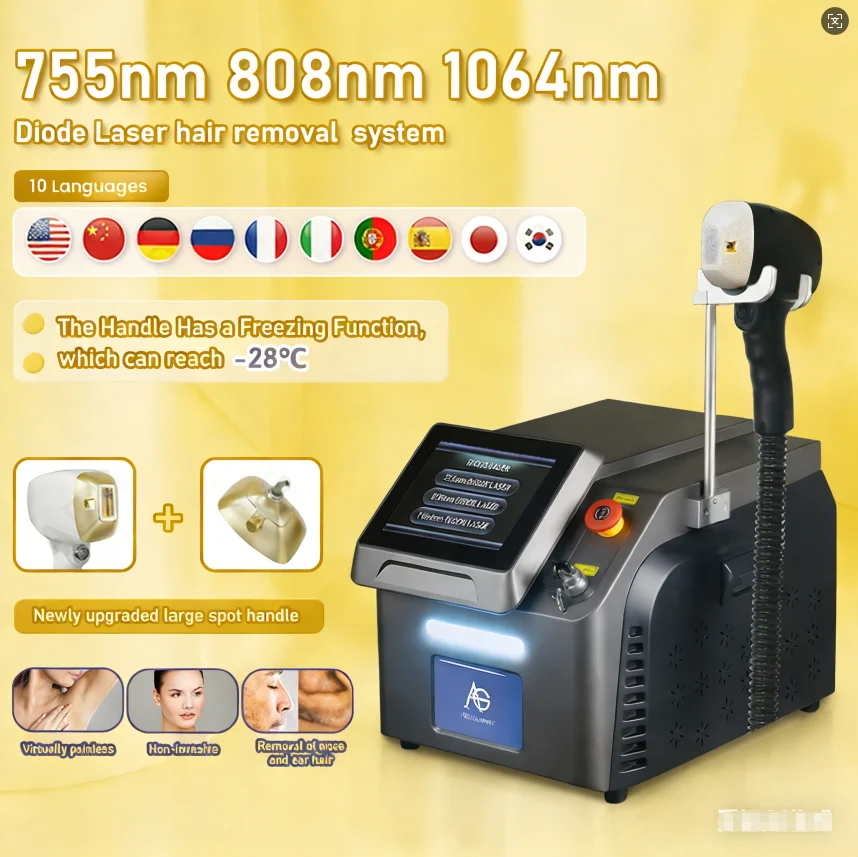 

Диодный лазерный эпилятор с насадкой для удаления волос в носу, 1064 755 808 нм, аппарат для удаления волос, омоложения кожи, быстрое охлаждение, безболезненное и стойкое удаление волос