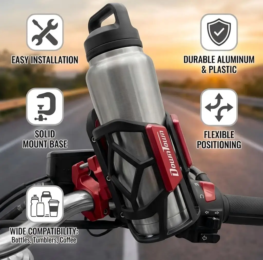 

Для мотоциклов KYMCO DOWNTOWN 125i 200i 300i 350i DT 125 200 2018 2019 2020: Универсальный высококачественный держатель для напитков/воды