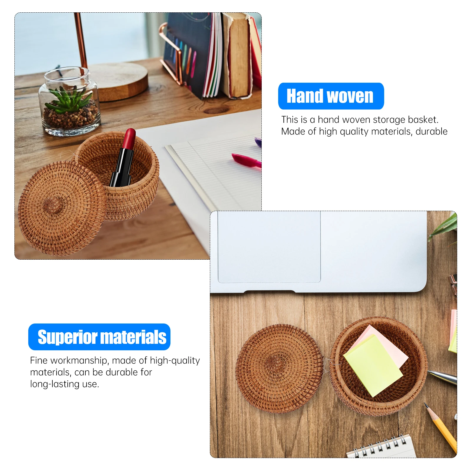 

Rattan Storage Box Handmade Woven Basket for Fruits Snacks Bread Color Home Decor Balcony Room Organizer Storage