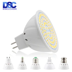 Lâmpada de led, 4 unidades, e27 e14 mr16 gu10 b22 220v bombillas led 48 60 80 led 2835 smd spot de luz 3w 4w 5w