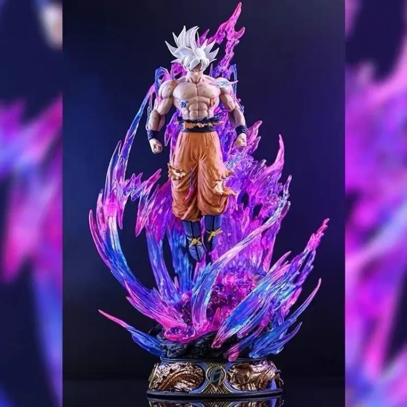 52cm Dragon Ball Action Figure Ultra Instinct Son Goku Can Emit Light Kakarotto Three Heads Ornaments Desktop Display Gift Toy