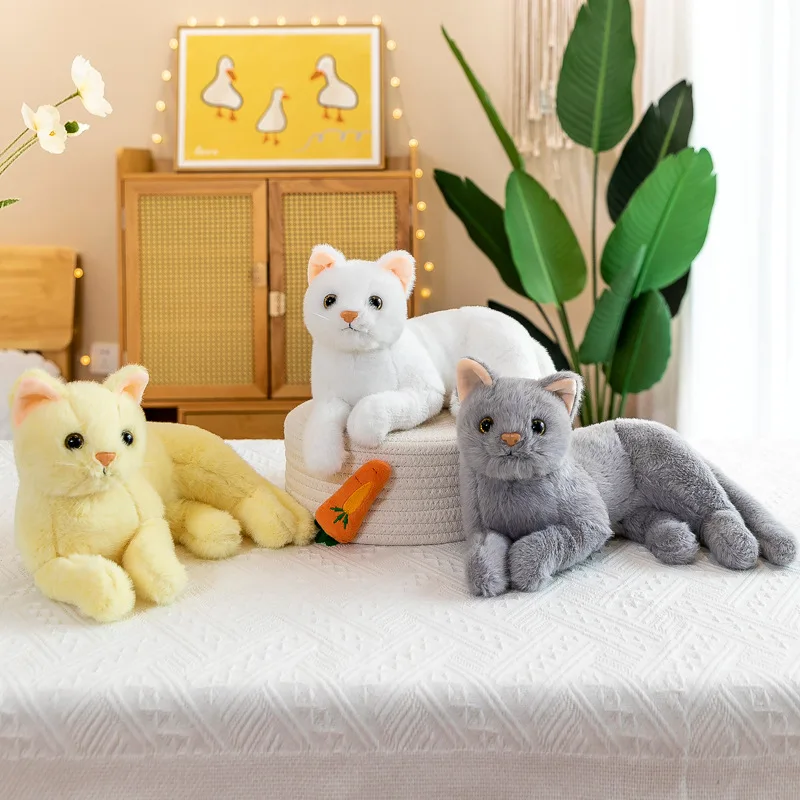 Creative Plush Toy Lovely Cat Soft Doll Artificial Cat  Lying Cat New Toy Kids Toy Birthday Gift w1447