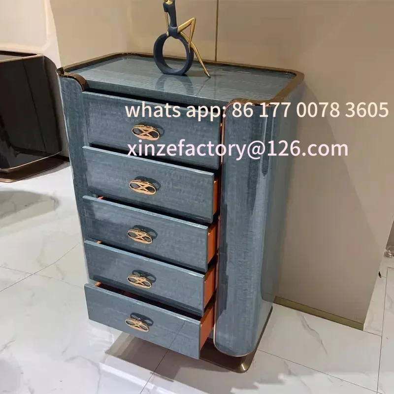

Customizable storage bucket cabinet solid wood bedroom bedside wall integrateGItalian light luxury living room multi-functional