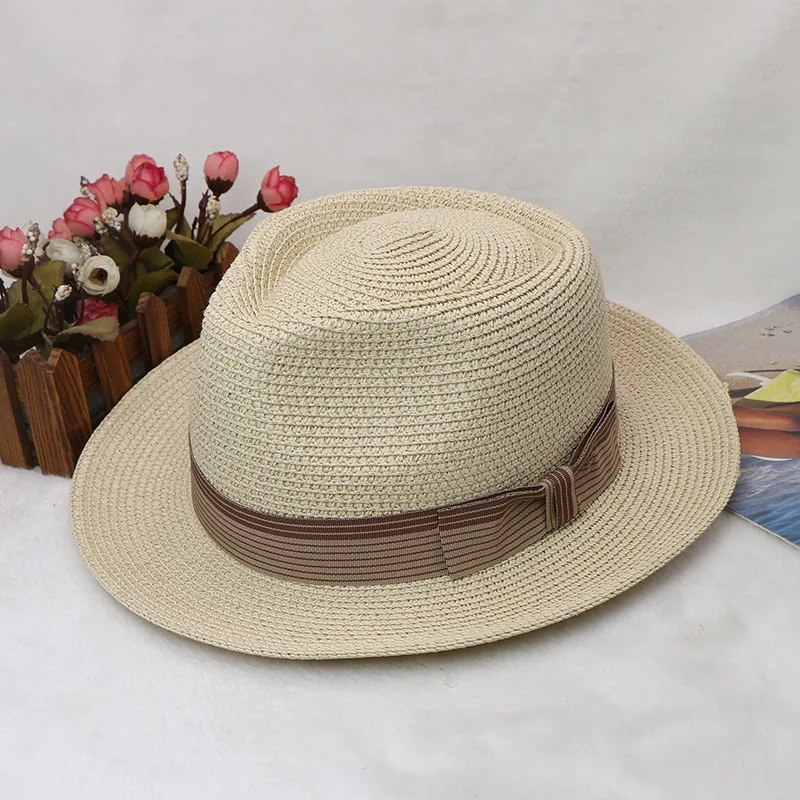 Independent Station Hot Sale Spring And Summer British Style Straw Hat Bowler Hat Straw Hat Men's And Women's Sun Hat