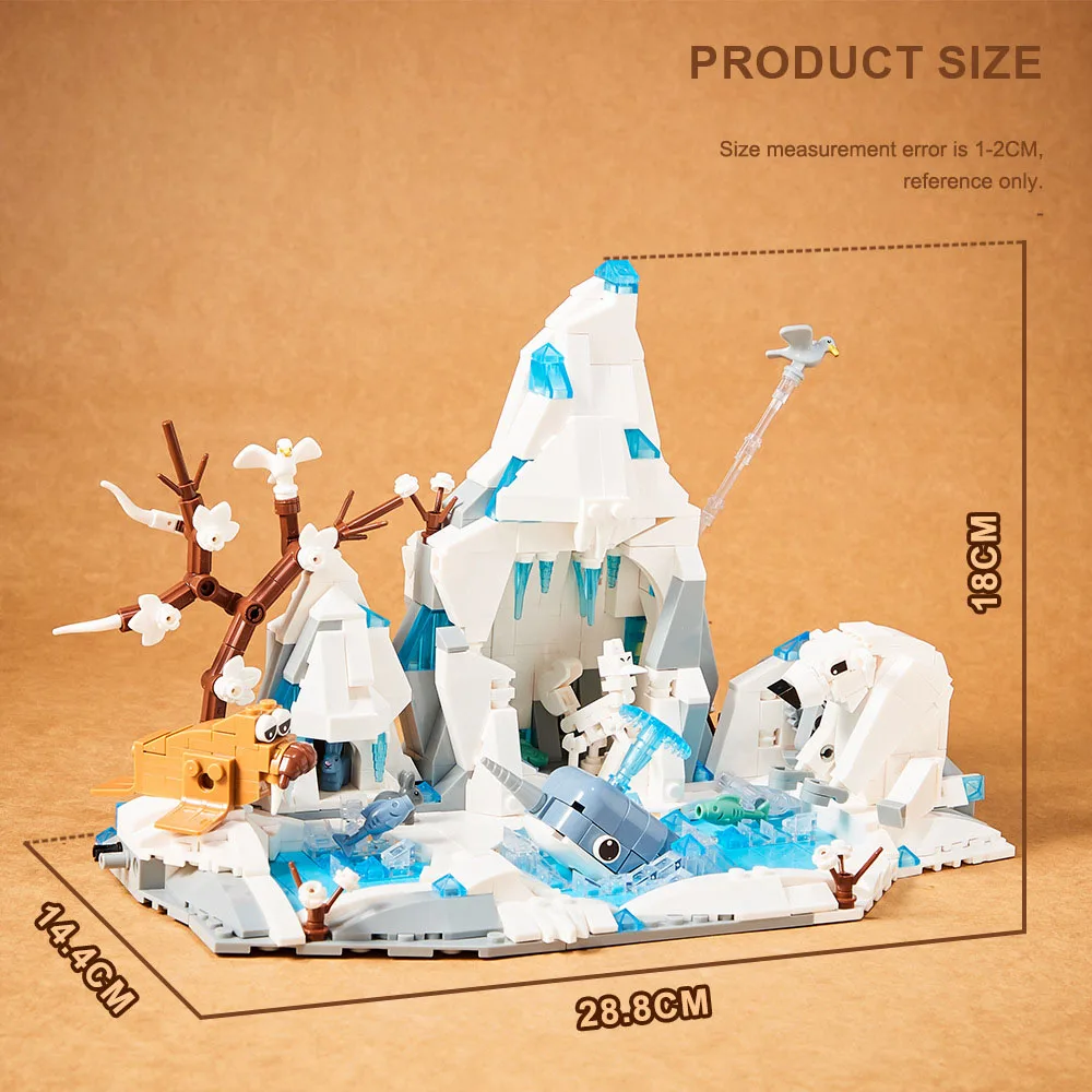 iDea Baustein-Set Arktischer Gletscher Weltmodell STEM-Bausatz Eisbär Narwal Lehrreiches Spielzeug Sammlung für Geschenke – Detail 5
