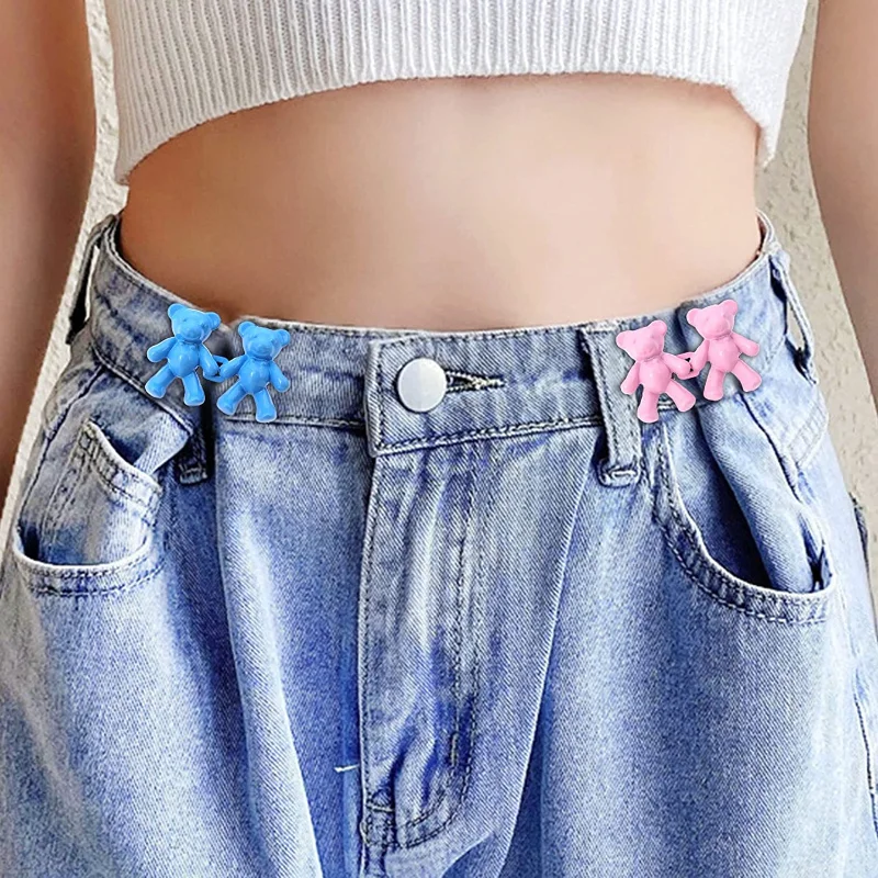 4/1Pairs Detachable Button Bear Snap Fastener Pant Pin Retractable Button Sewing-Free Buckles for Jeans Perfect Fit Reduce Waist