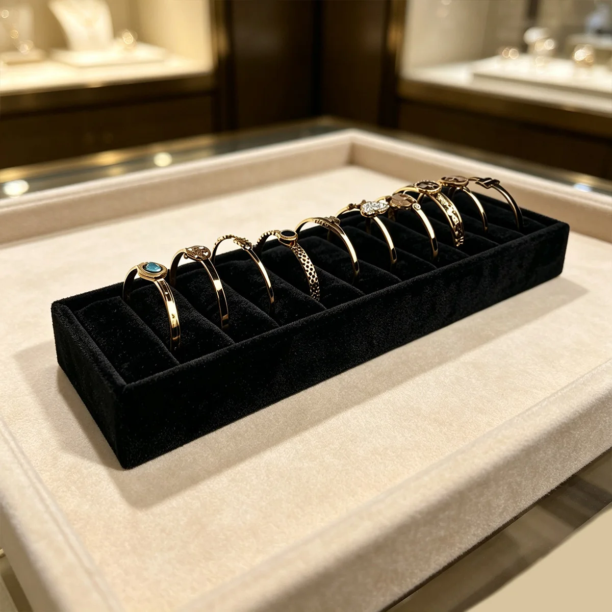 Présentoir de Luxe en Velours pour Bracelets, Organisateur de Bijoux, Support pour Joncs, Présentoir de Comptoir, Support de Rangement pour Bracelets