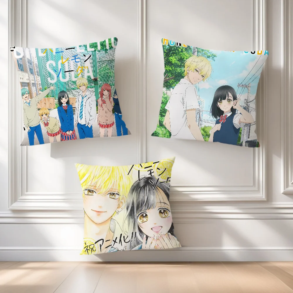 soft Comfortable Pillow Case for Sofa soda Living couple Anime Manga Room Home office Decor H-Honey L-Lemon and Protective Cover