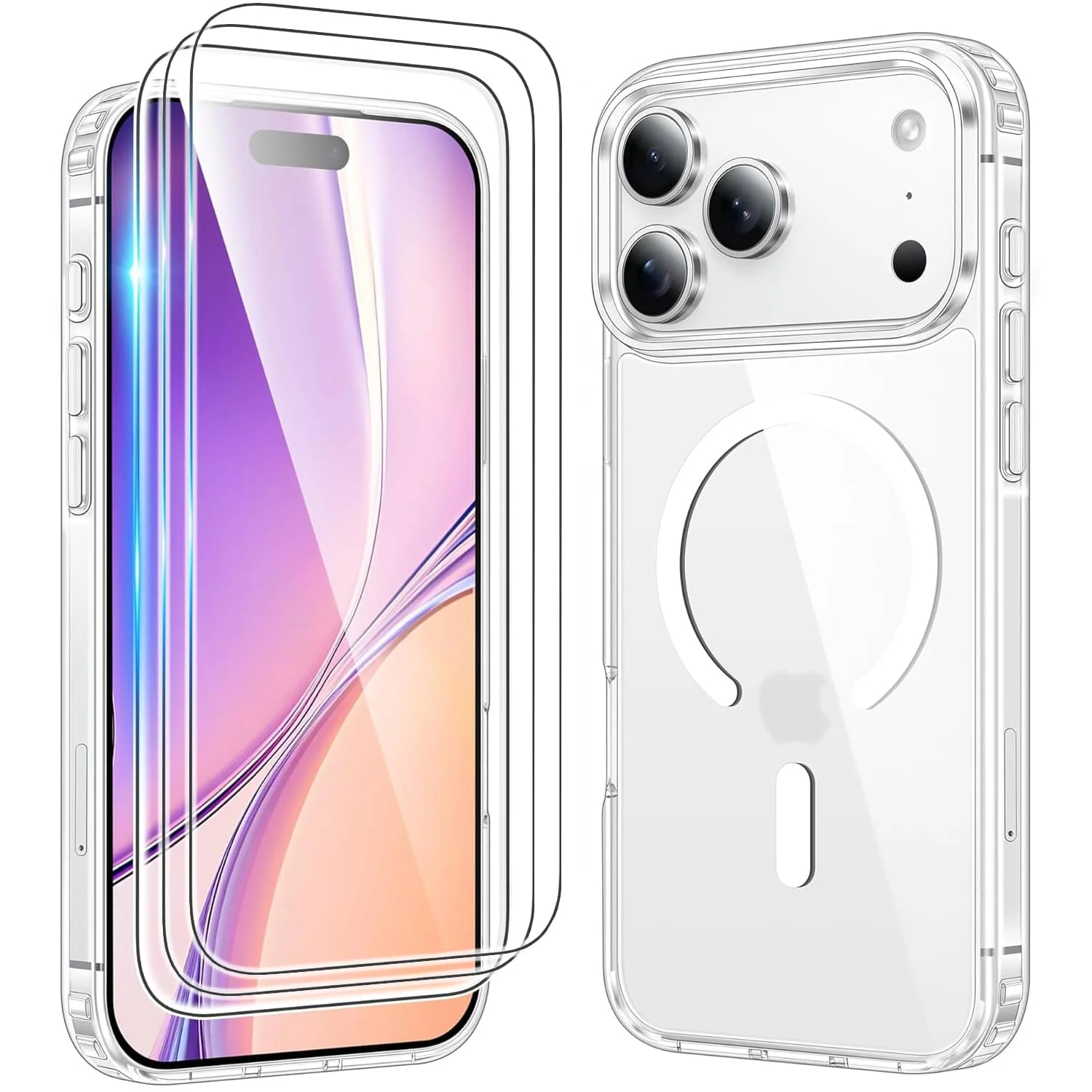 

4IN1 WEFOR для iPhone 17 Pro Max iPhone Air Case Прозрачные магнитные прозрачные чехлы с 3 шт. Защитная пленка для экрана Тонкий анти-желтый