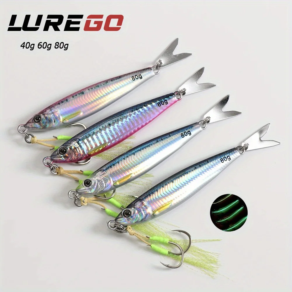 Slow-Pitch Jig for Long Casting: Features Double-Hook with Built-In Flash Blades. Ideal Lead Jig for Offshore and Boat Fishing.