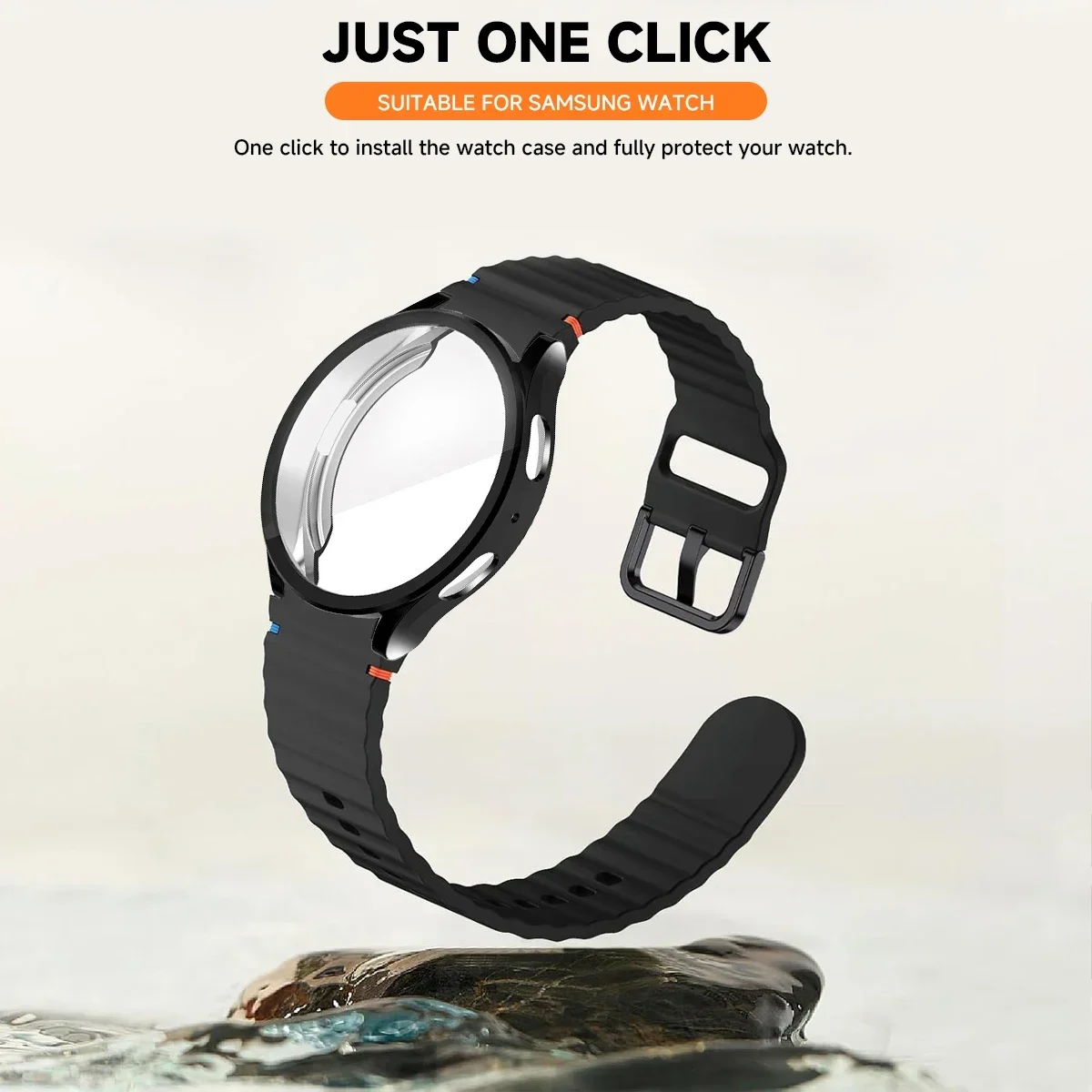Case+Strap Sports Strap for Samsung Galaxy 7 6 4 5 40mm 44MM Original Silicone Bracelet Soft TPU Case Glass Protective Cover