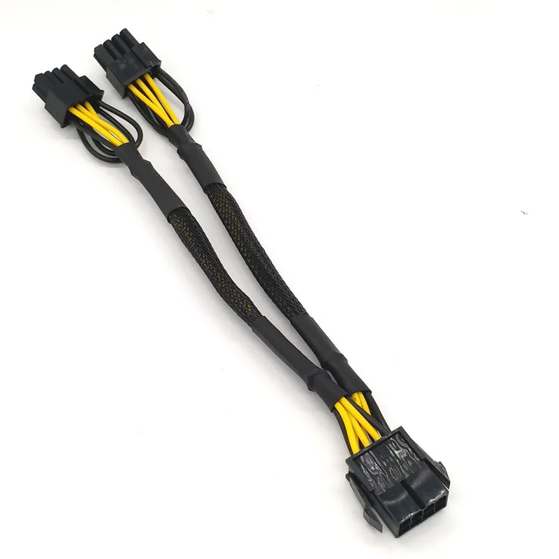 

20cm Braided Y-Splitter GPU Adapter Cable PCIe 8 Pin Female To Dual 2X8 Pin(6+2) Male PCI Express Power Adapter Extension Cable