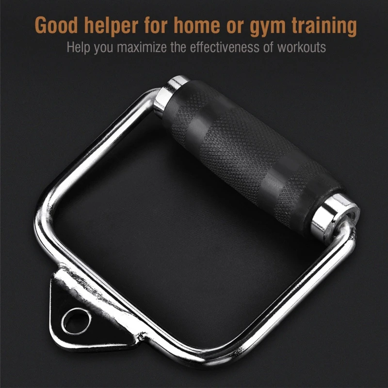 D-Handle with Rubber Grip Gym Exercise Cable Machine Rope Attachment Tricep Lifting Accessory Fitness Exercise Equipment