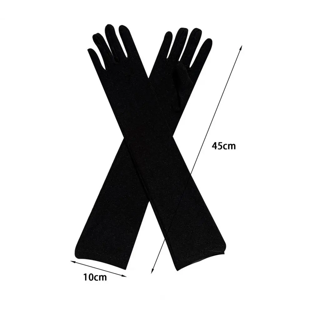 1 Pair Long Gloves High Elastic Friendly to Skin Fade-Resistant Decorative Milk Silk Women Dance Party Bar Cosplay Long Gloves