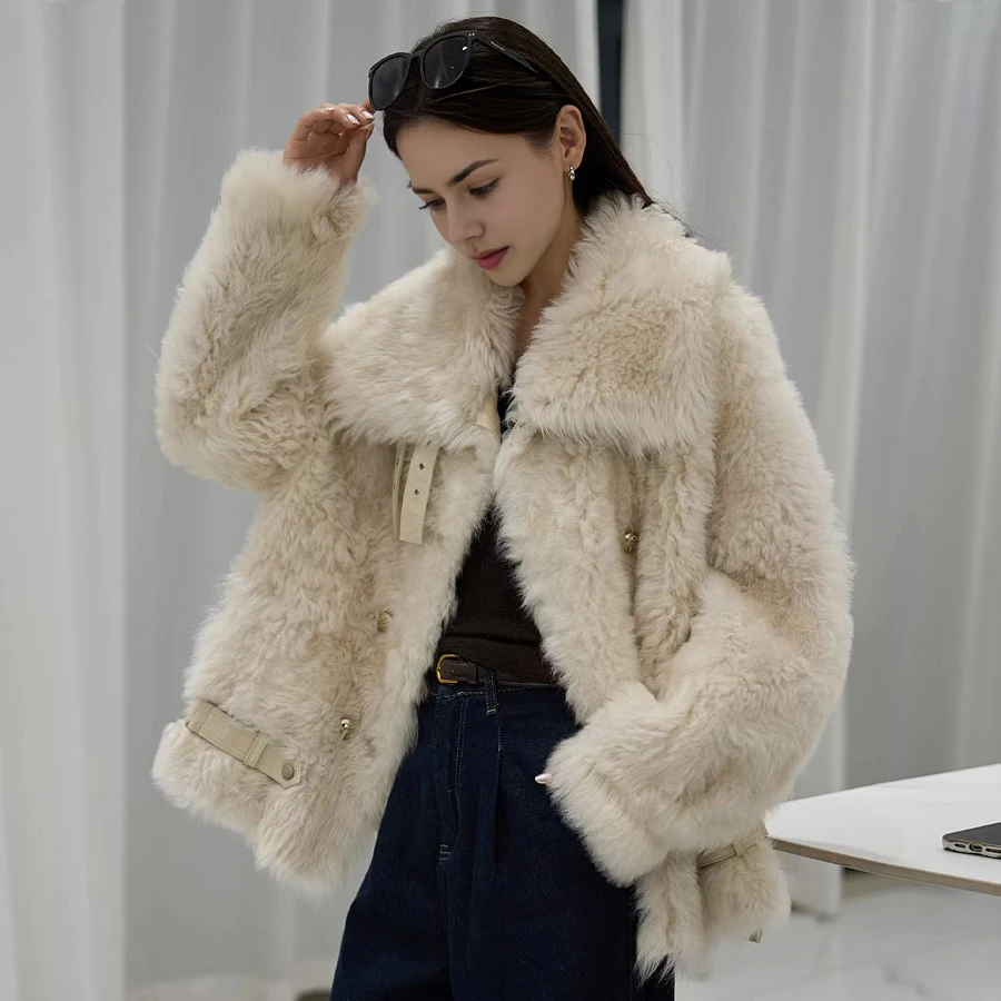 Echtpelz Jacken Für Frauen Winter Mongolischen Schafe Mantel Braun Lockige Lamm Pelzmantel Mode Warme Neuheiten