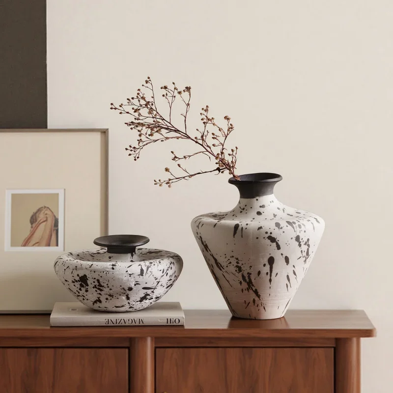 Luxury Ceramic Vase, Aesthetic Art Flower Vase for Floral Arrangement, Decorative Ornament for Home Living Room Entryway Hotel L