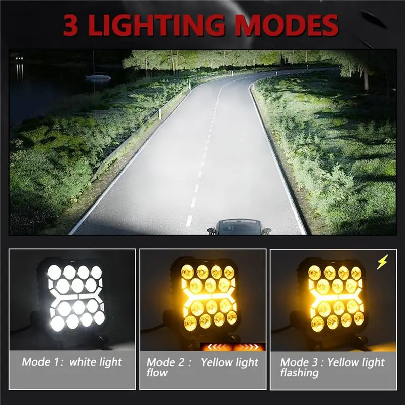 

4 Inch Car LED Work Light Strobe Headlight White Yellow Offroad Driving Light Spotlight For Truck Cars Suv Boat